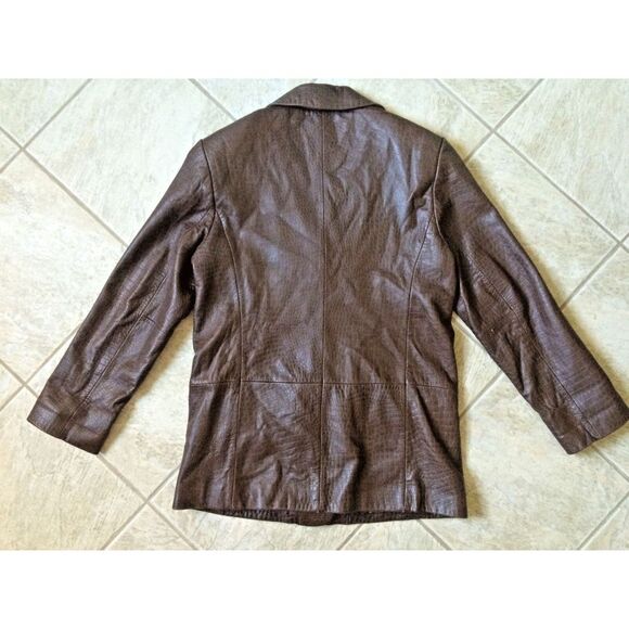 JONES NEW YORK Size Small Sz S Pebbled Leather BROWN Womens Jacket Coat - Picture 4 of 8